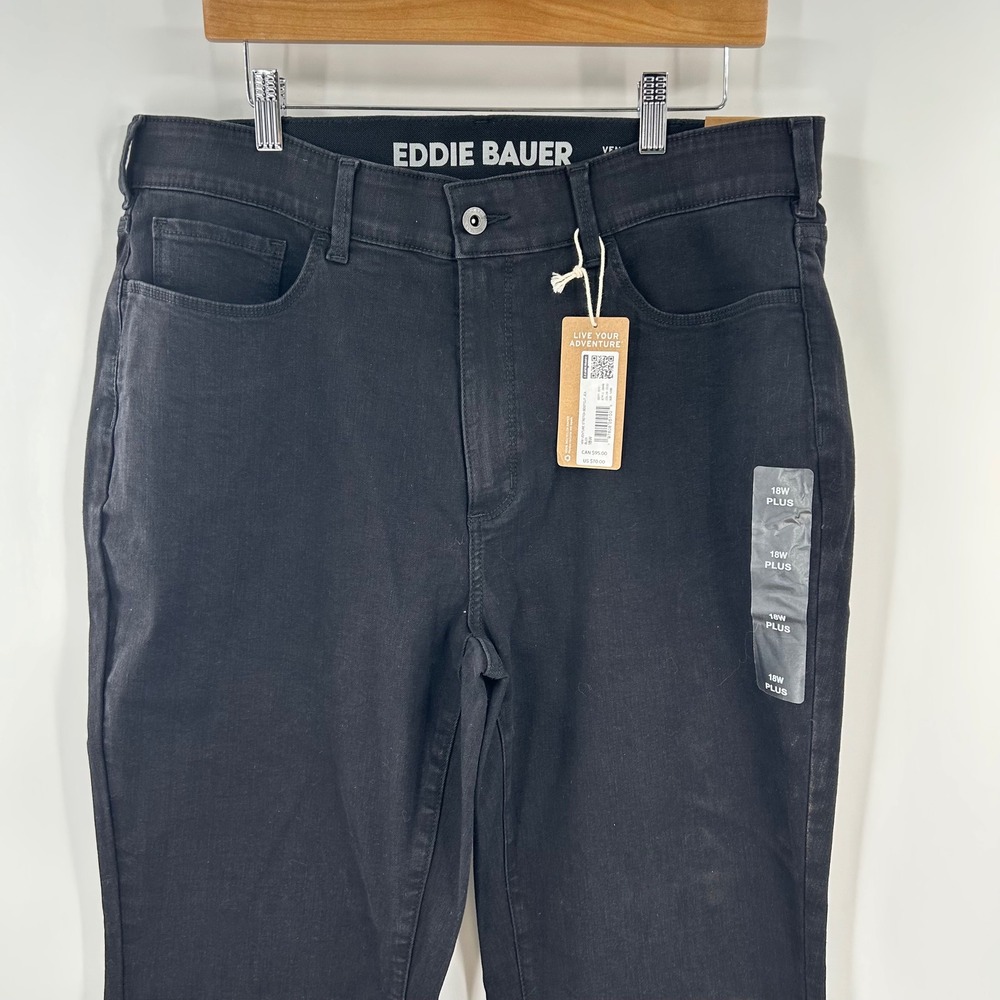 Women's Eddie Bauer 18W Bootcut Stretch Jeans Black High Rise‎ NWT